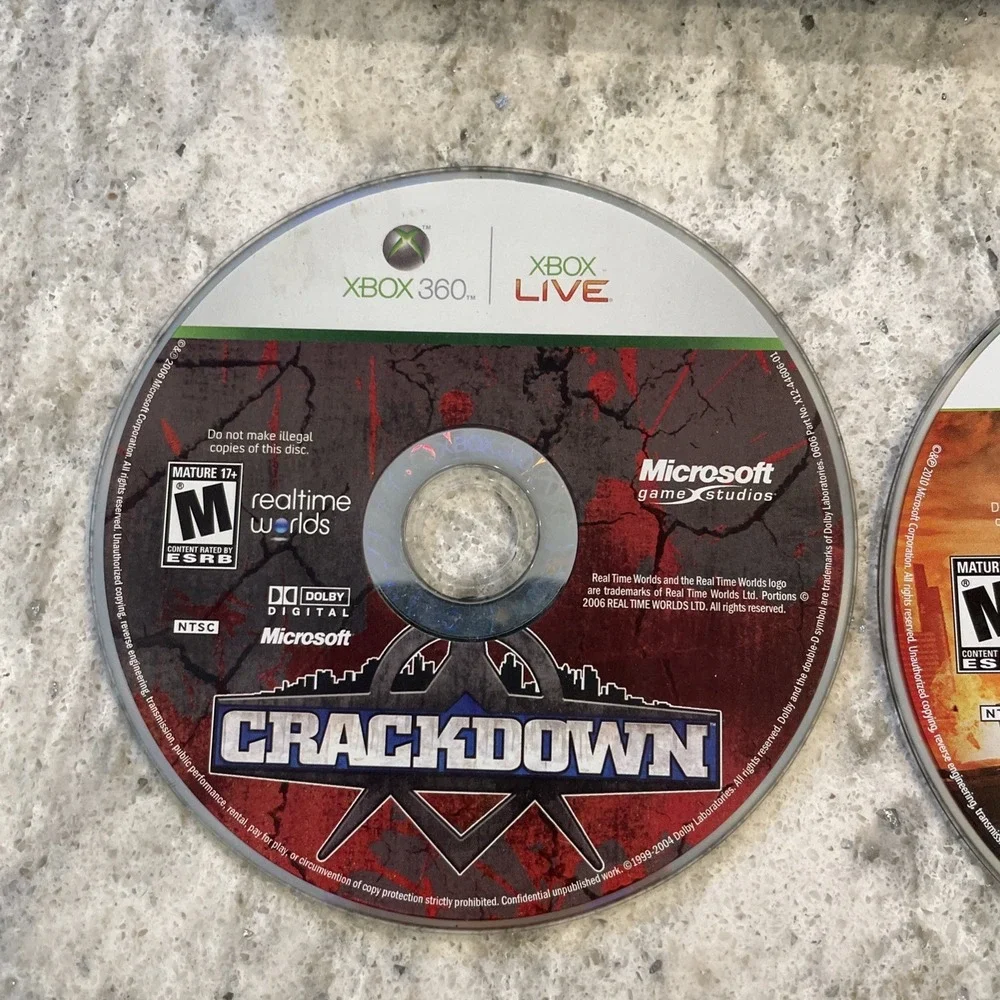 Crackdown I 1 & 2 II Microsoft Xbox 360 2010 With Case Ruffman Games